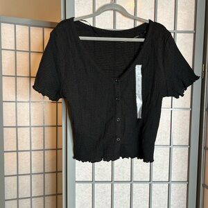 NWT GU Black Button-Up Women's Top